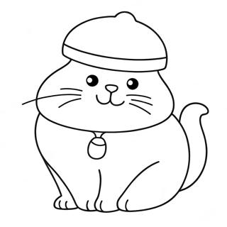 太った猫 塗り絵ページ