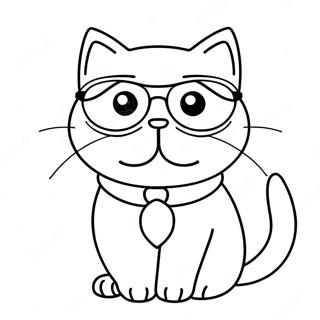 眼鏡をかけたかわいい猫の塗り絵 ぬりえ