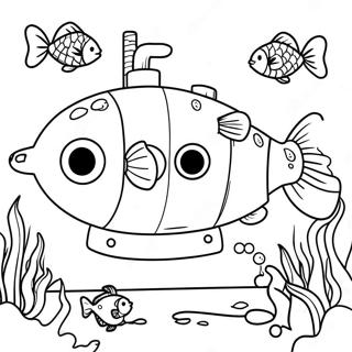 潜水艦 塗り絵ページ