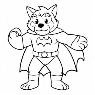 スーパーヒーローのコスチュームを着たウォルフーの塗り絵 ぬりえ