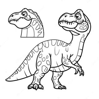 赤ちゃんと一緒のギガノトサウルス 塗り絵 ぬりえ