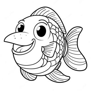 かわいいビッグマウス魚の塗り絵 ぬりえ