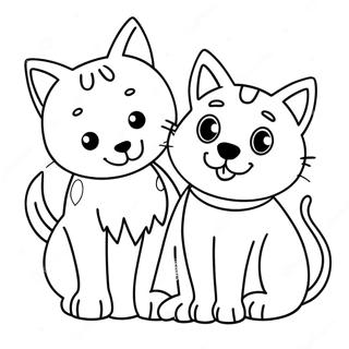 犬と猫 ぬりえ