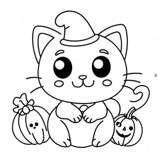 ハロウィン子猫 ぬりえ