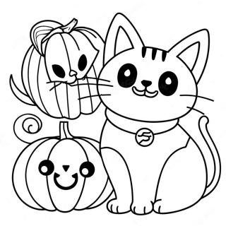 ハロウィン猫 ぬりえ