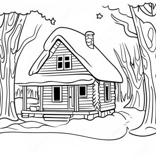 ログキャビン 塗り絵ページ