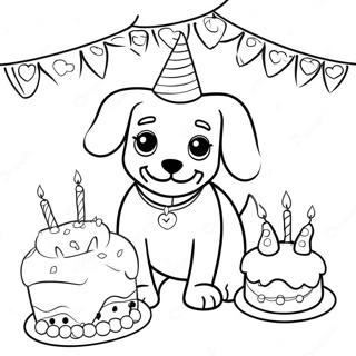 犬の誕生日 ぬりえ