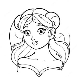 天体背景の中のプリンセスセレニティの塗り絵 ぬりえ