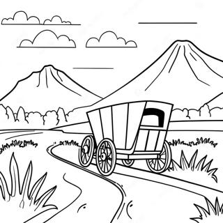風景のオレゴントレイルの塗り絵 ぬりえ