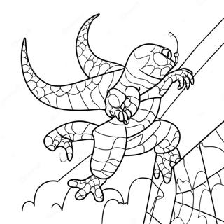 スパイダーマンを攻撃するトカゲ塗り絵 ぬりえ