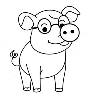 眼鏡をかけた面白い子豚の塗り絵 ぬりえ