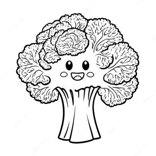 笑顔のブロッコリーの塗り絵 ぬりえ