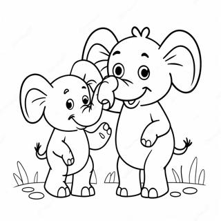 おかしなゾウとピギーの塗り絵 ぬりえ