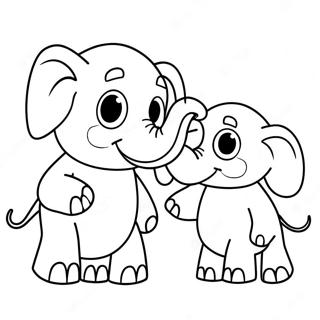 ゾウとピギー 塗り絵ページ