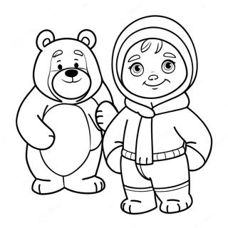 マーシャとクマ 塗り絵ページ