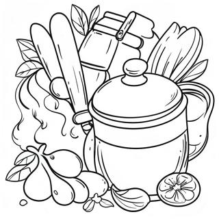 キッチン 塗り絵ページ