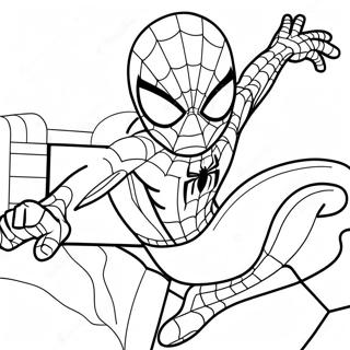 スパイダーマンとハローキティの絵 ぬりえ