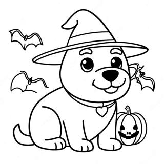 ハロウィン犬 ぬりえ