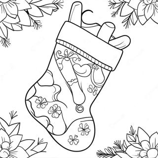 クリスマスストッキング 塗り絵ページ