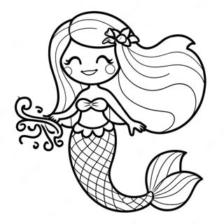 カラフルな尾を持つリアルな人魚の塗り絵 ぬりえ