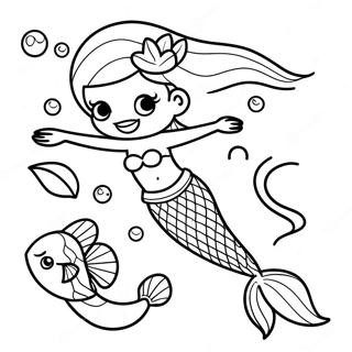 魚と泳ぐ壮大な人魚の塗り絵 ぬりえ